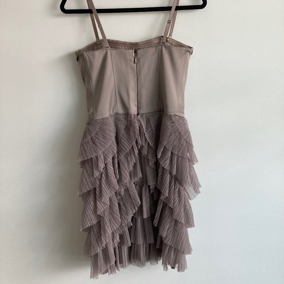 BCBG MAXAZRIA Tan Ruffle Mini Dress - Picture 2 of 3